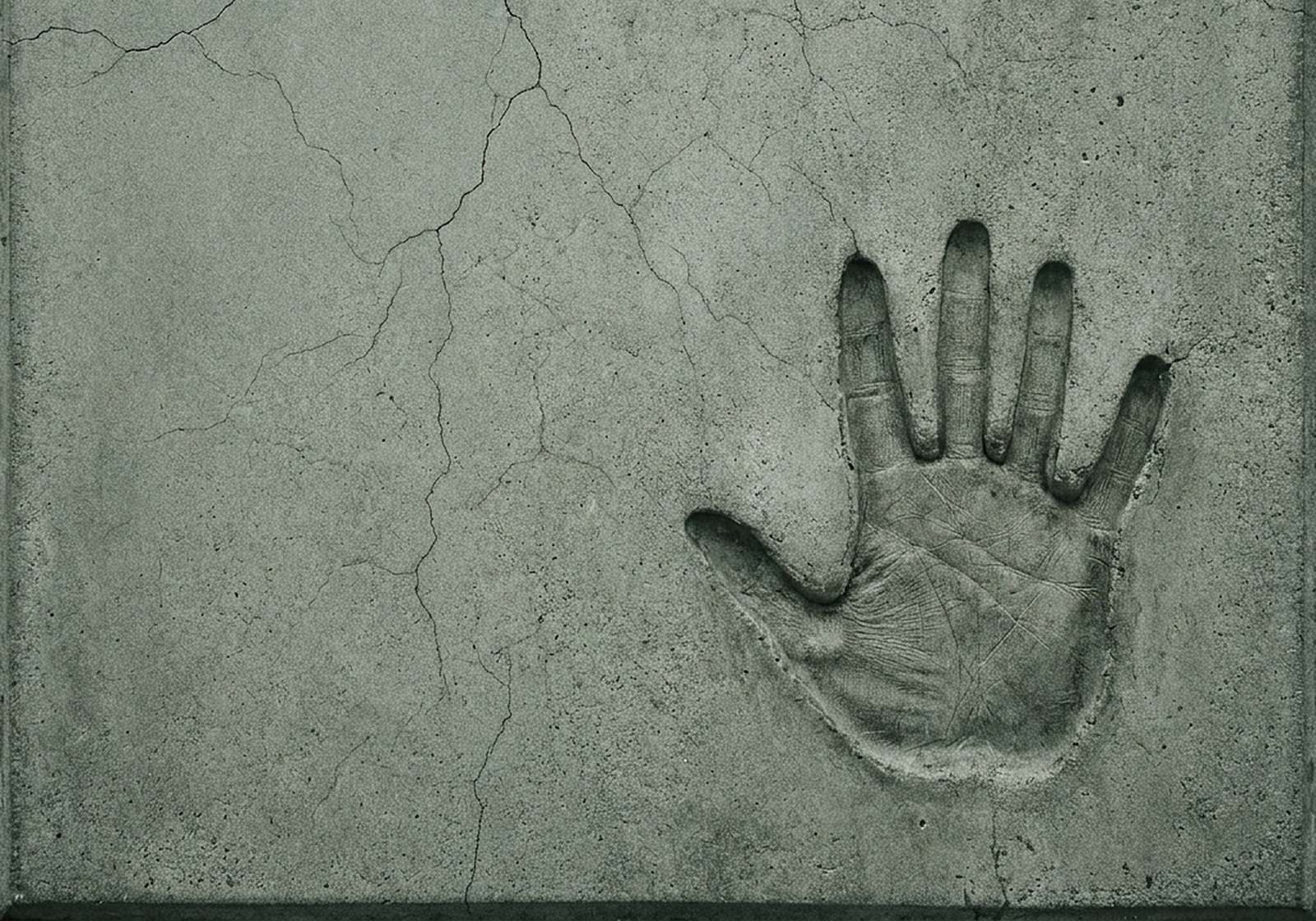A handprint pressed into cracked concrete, the cover art for Hard to Break